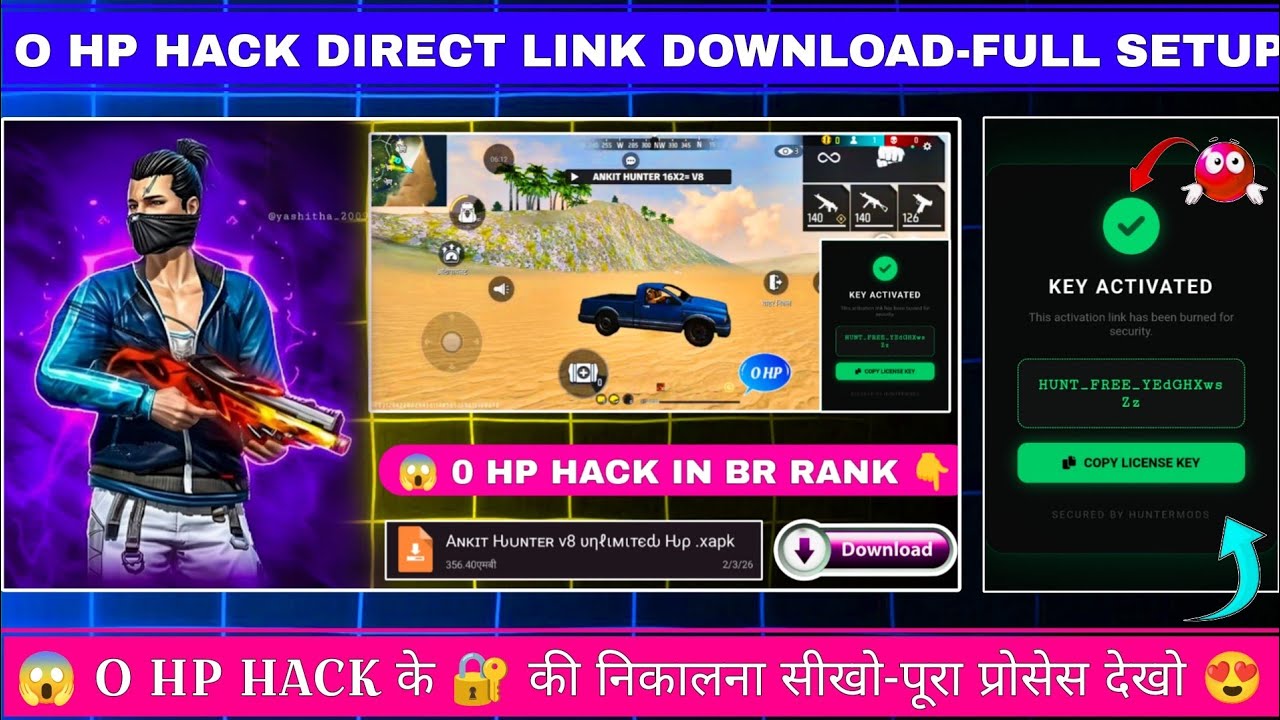 😍unlimited hp hack in free fire 🔥 Free Fire 0 HP Glitch in br rank 😱 unlimited hp hack key today 🔐