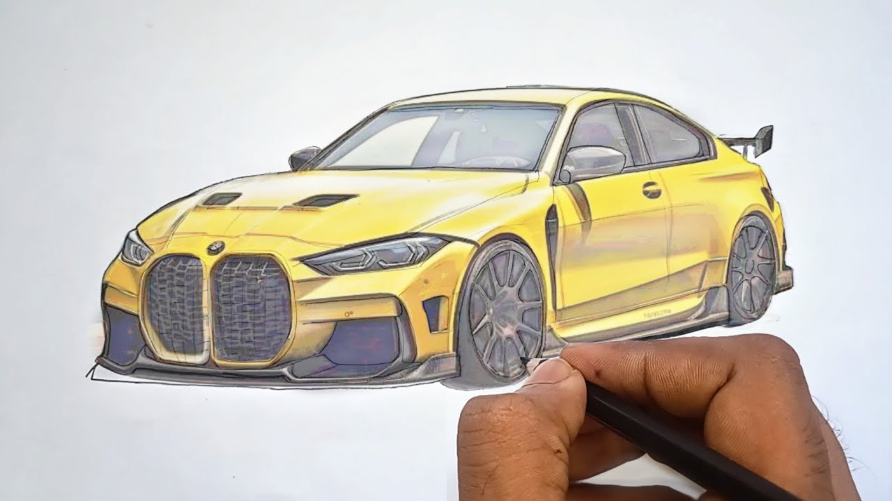 Рисунок карандашом BMW M4 Competition — простое руководство | Как нарисовать BMW M4 😍