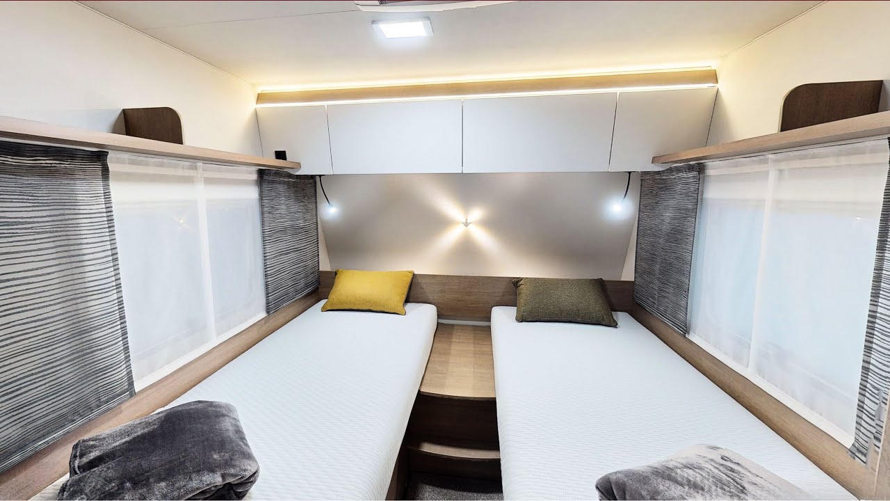 LÄNGSBETTEN CAMPER FÜR ÄLTERE PAARE: Tabbert Senara 550 E EINZELBETTEN