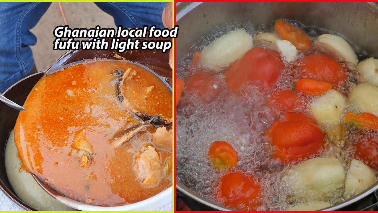 COOKING GHANAIAN LOCAL FOOD !! FUFU WITH CATFISH LIGHT SOUP !! traditional cooking