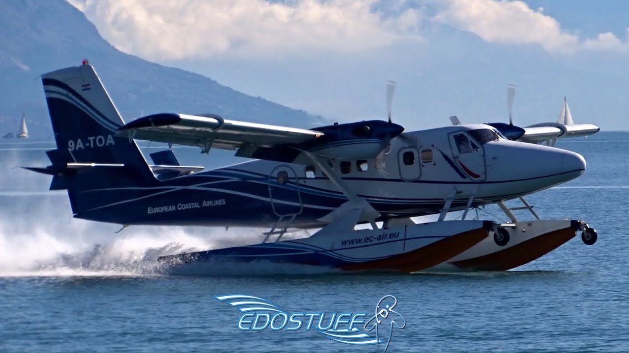Beautiful Seaplane Takeoff - European Coastal Airlines DHC-6-300 Twin Otter - Resnik Seaport LDSR