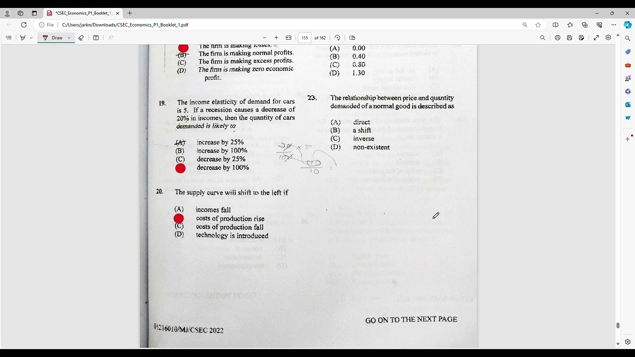 CSEC Economics 2021-2022 Paper 1 Solutions