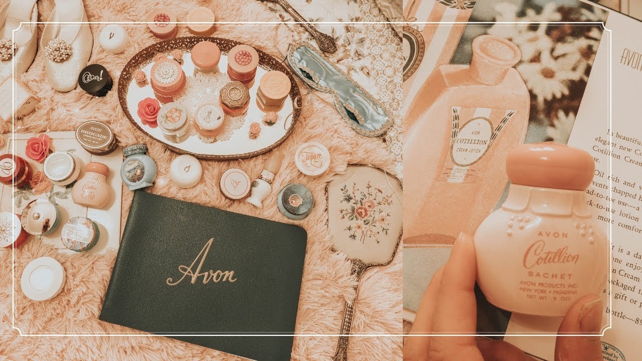 Browsing through a 1950s vintage Avon Catalog (my vintage cream sachet collection)