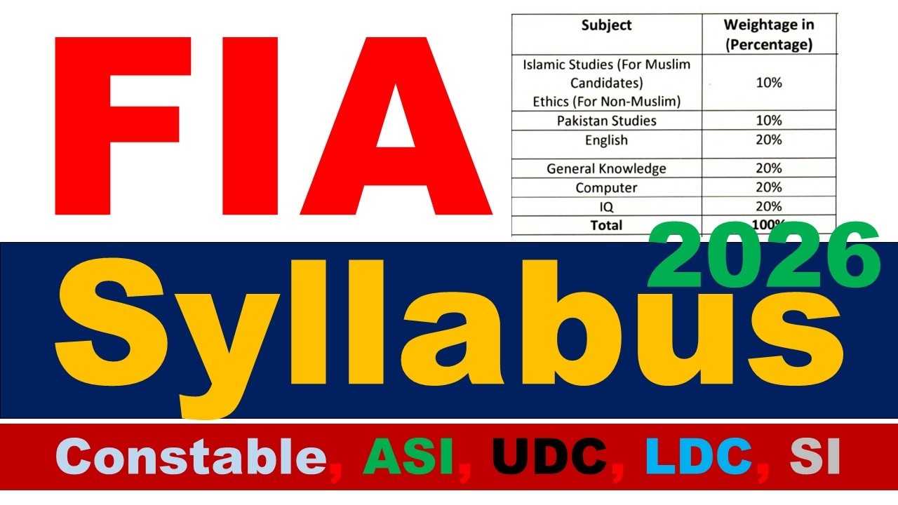 FIA Syllabus 2026 | FIA Constable, ASI, Sub Inspector, LDC, UDC, Steno Syllabus 2026 | PDF Books