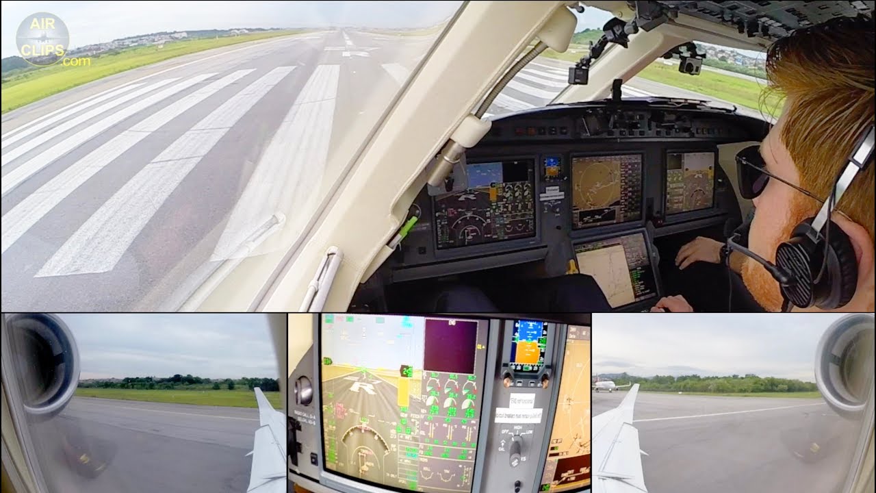 MASSIVE Falcon 7X 3-Engined Private Jet Brazil-Ireland Air Hamburg ULTIMATE COCKPIT MOVIE [AirClips]