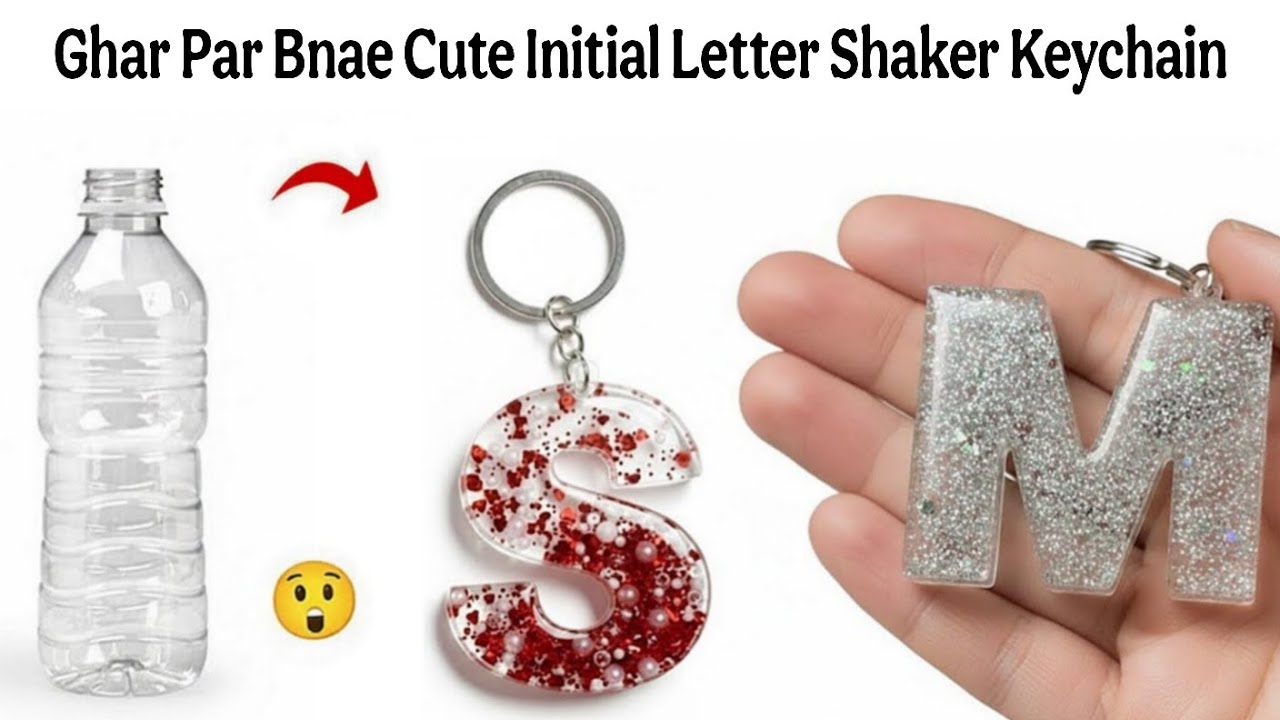 DIY Homemade Cute Initial Letter Shaker Keychain🥰😍/how to make shaker keychain/easy making keychain 