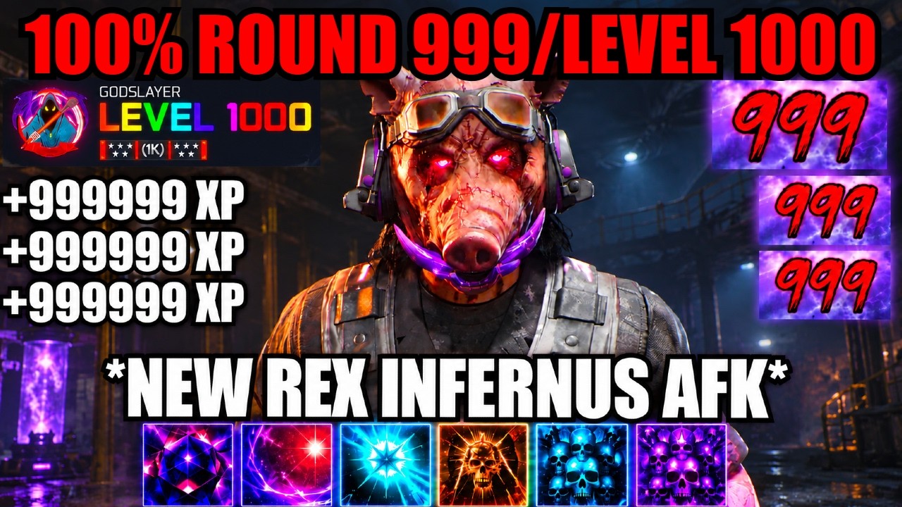 *NEW* TRUE ROUND 999/LEVEL 1000 GLITCH on REX! BROKEN AFK XP/CAMOS! BO7 GLITCHES! BO7 ZOMBIES GLITCH