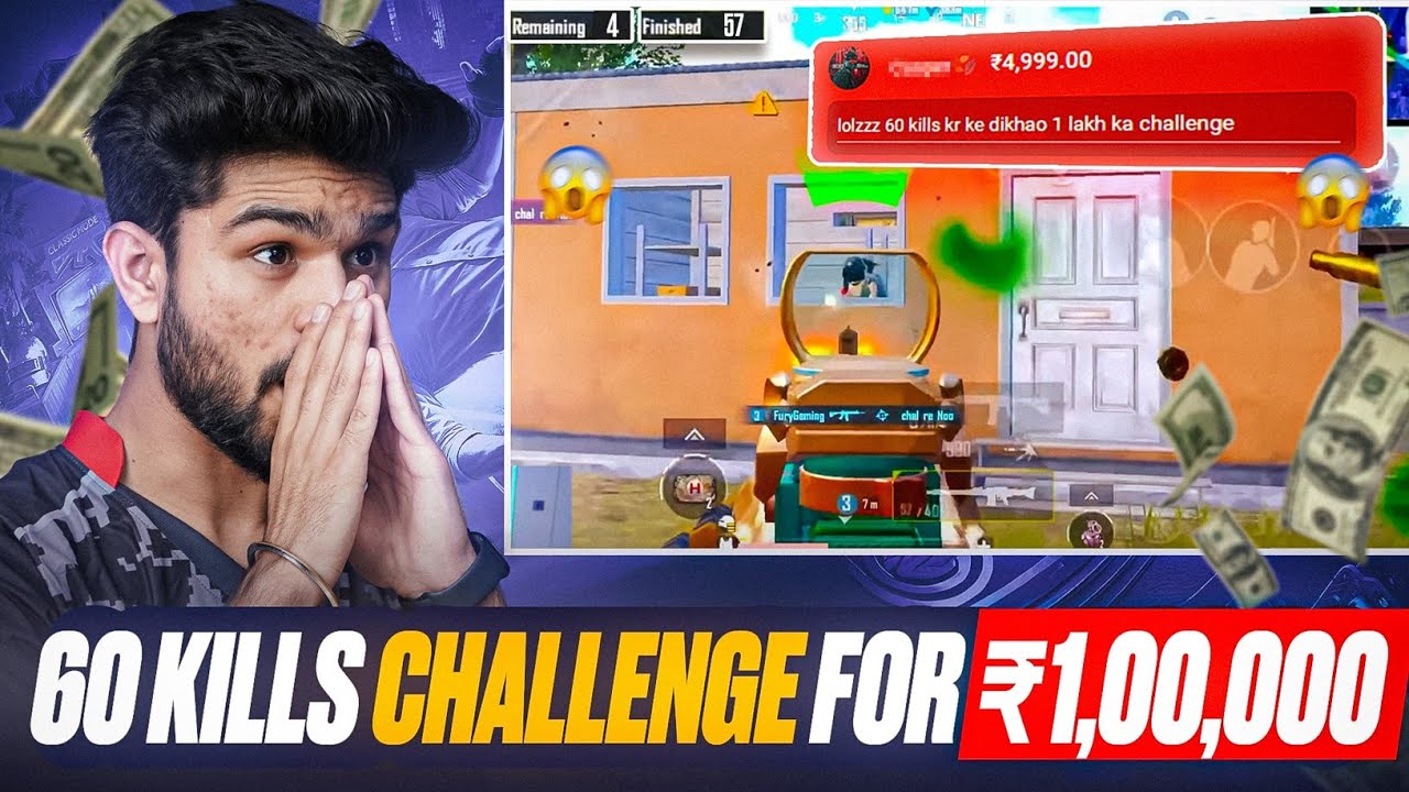 I GOT A CHALLENGE WORTH ₹1,00,000 FOR 60 SQUAD KILLS | MOST INTENSE CHALLENGE