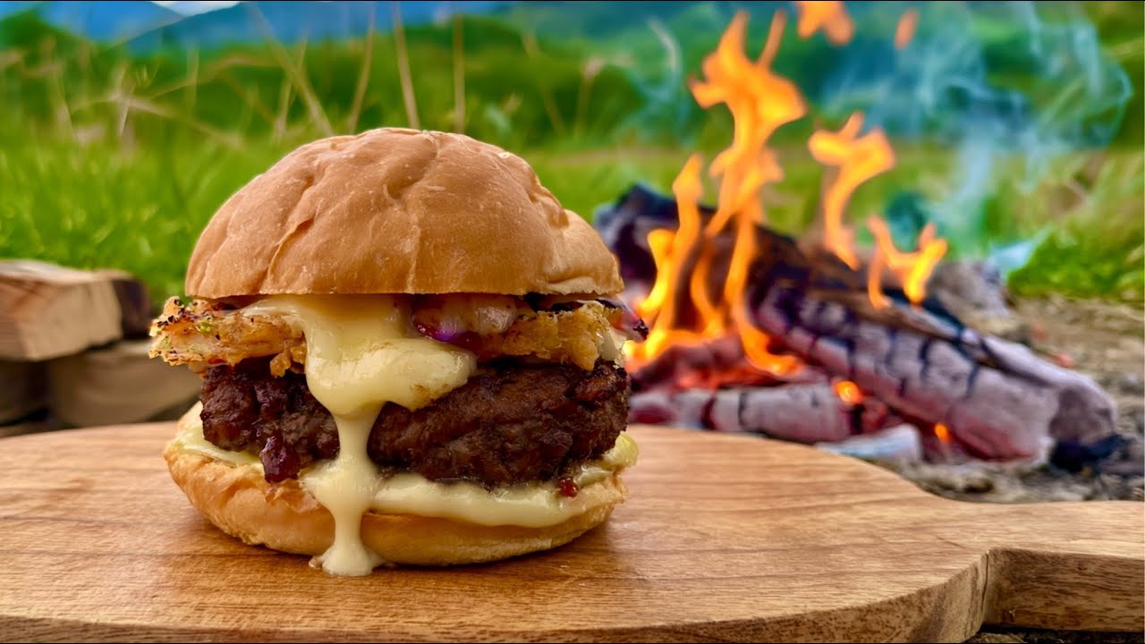 I Cooked the Juiciest Cheeseburger Over Open Fire