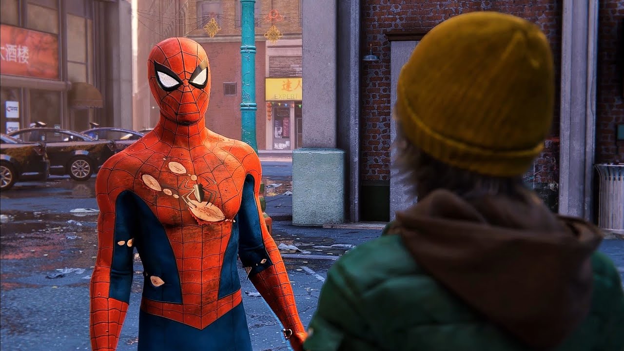 Spider-man wonderful moment with a New York pedestrian