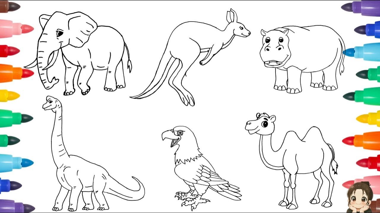Wild Animals Drawing And Coloring | How To Draw Wild Animals For Kids 🦅🦕 Children Draw Animals