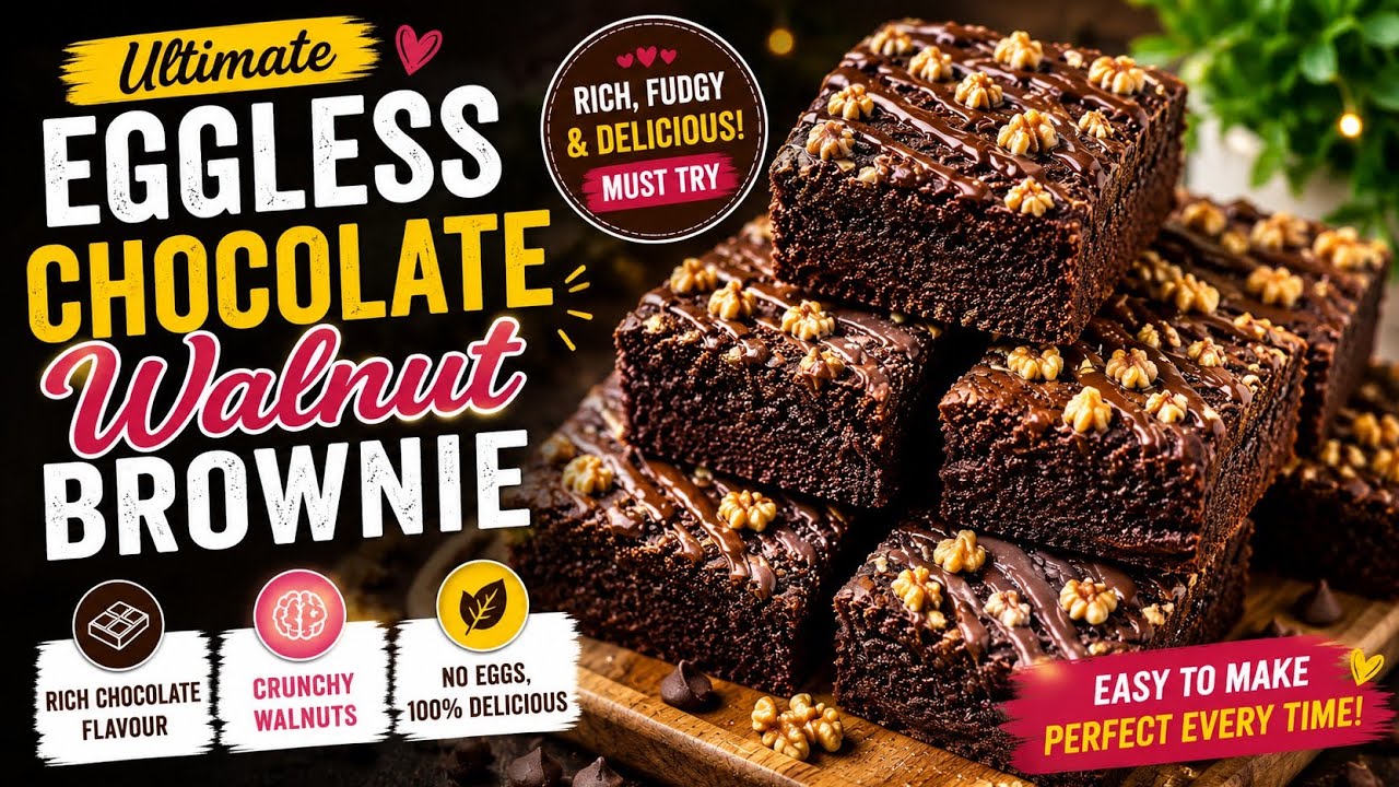Ultimate Eggless chocolate walnut brownie#ChocolateBrownie#EgglessBaking#RachnasKitchen