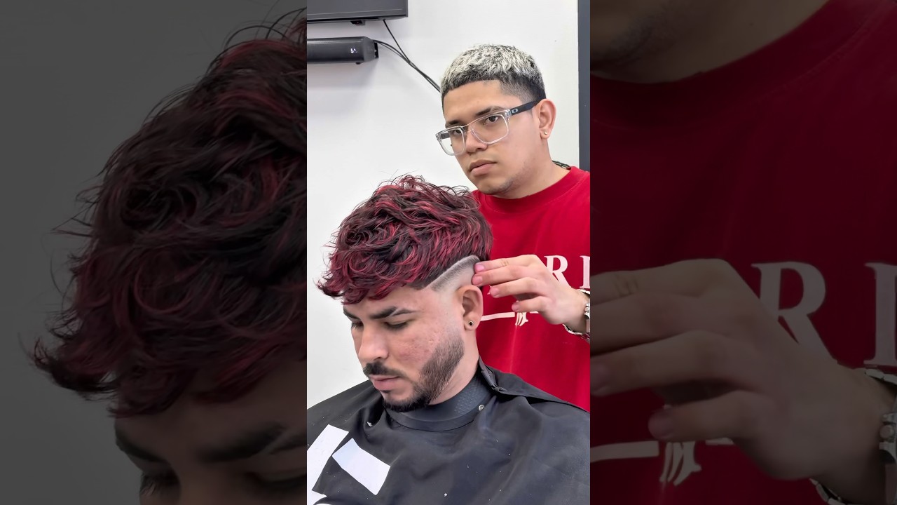 MECHAS ROJAS🔴🔥💈Mohicano en (V) #parati #viral #barberia #santiagodechile #mechas #mohicano