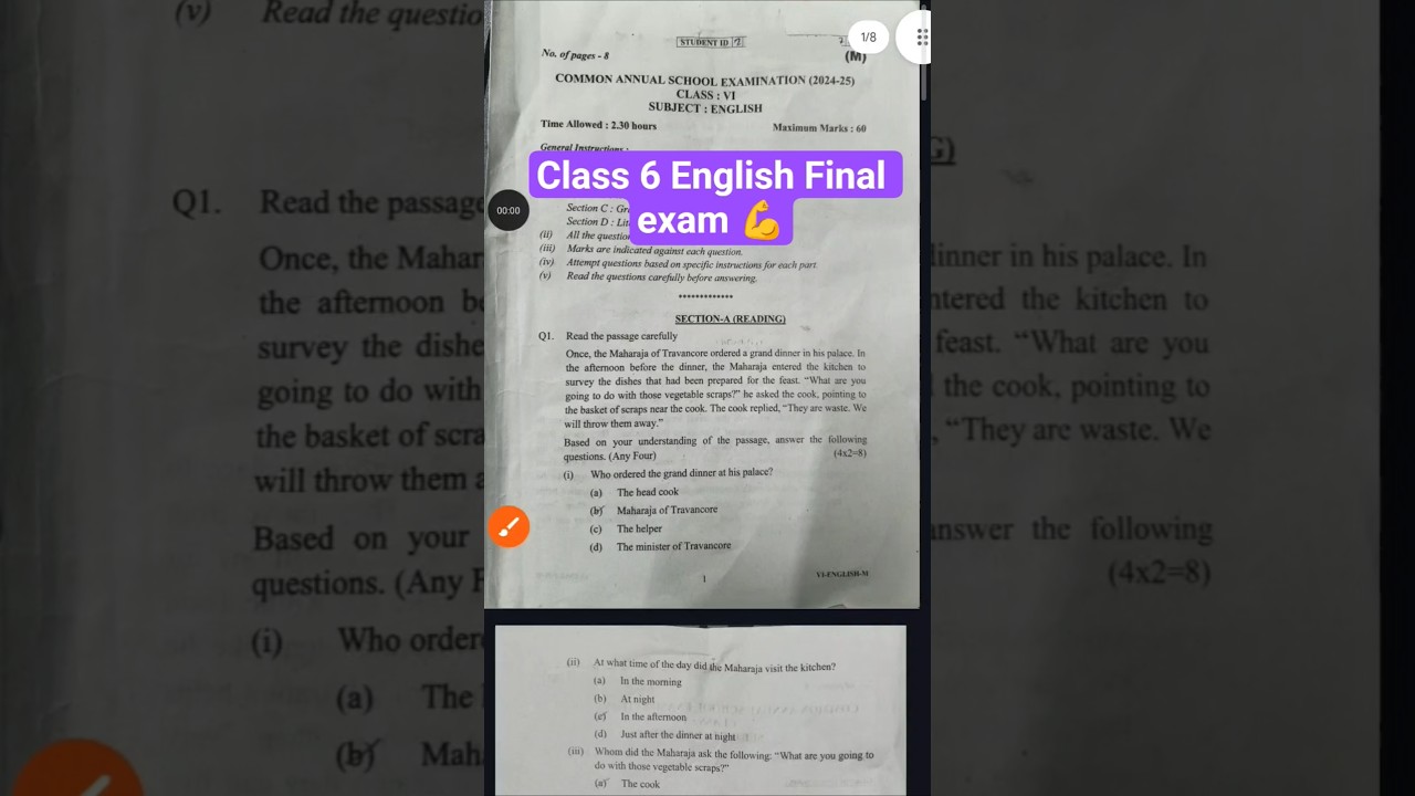 class 6 English annual exam question paper 2026 (useful) / sst ka paper final exam ka class vi /doe