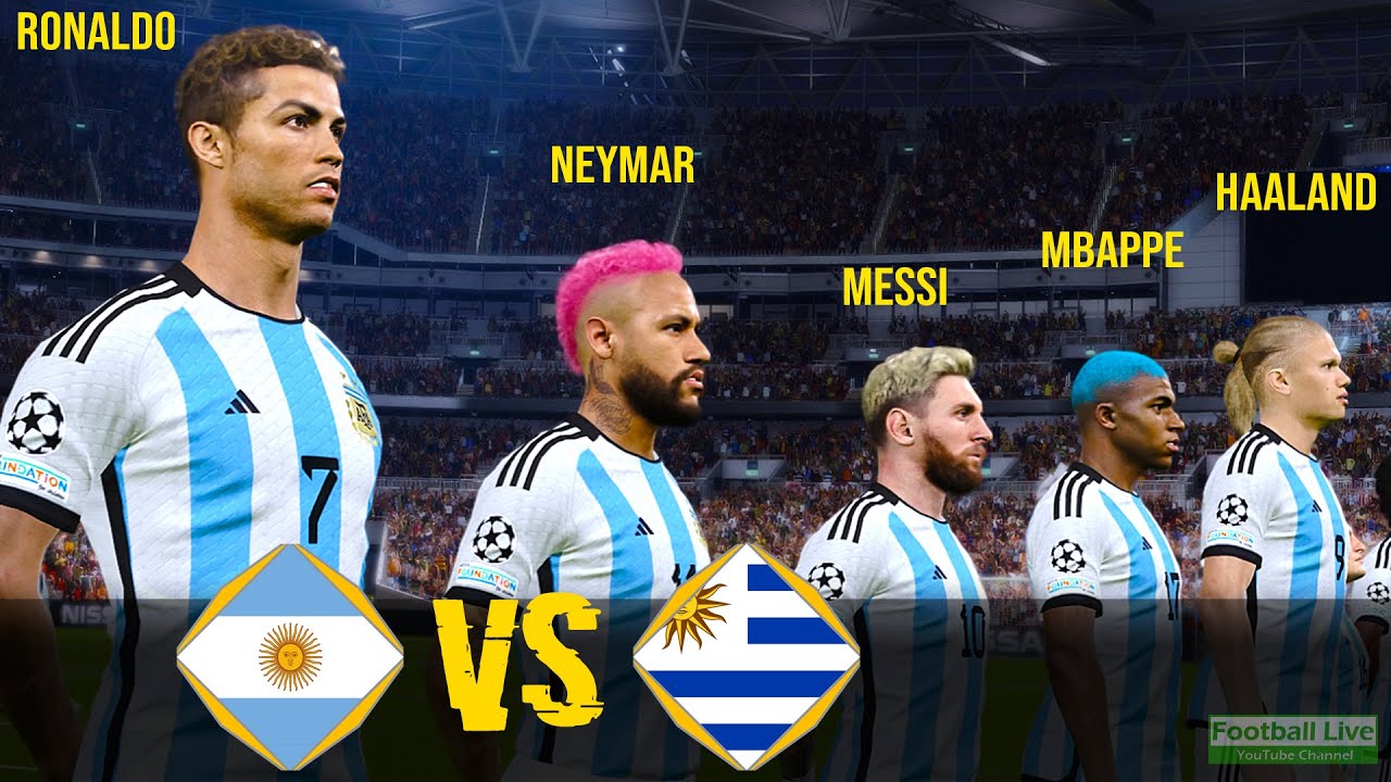 Messi & Ronaldo & Neymar & Mbappe & Haaland All Stars | Argentina vs Uruguay |eFootball PES Gameplay