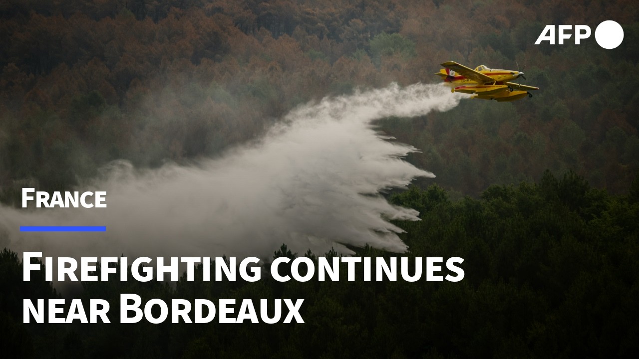 Helicopter flyover of fires and affected areas near Bordeaux | AFP
