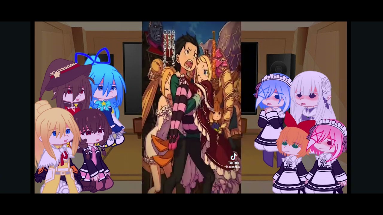 re zero e konosuba reagindo aos tiktoks do kazuma e do Subaru (2/2)