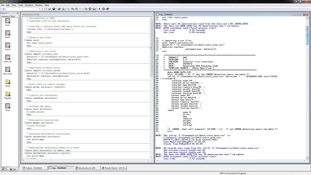 SAS Tutorial: Introduction to SAS