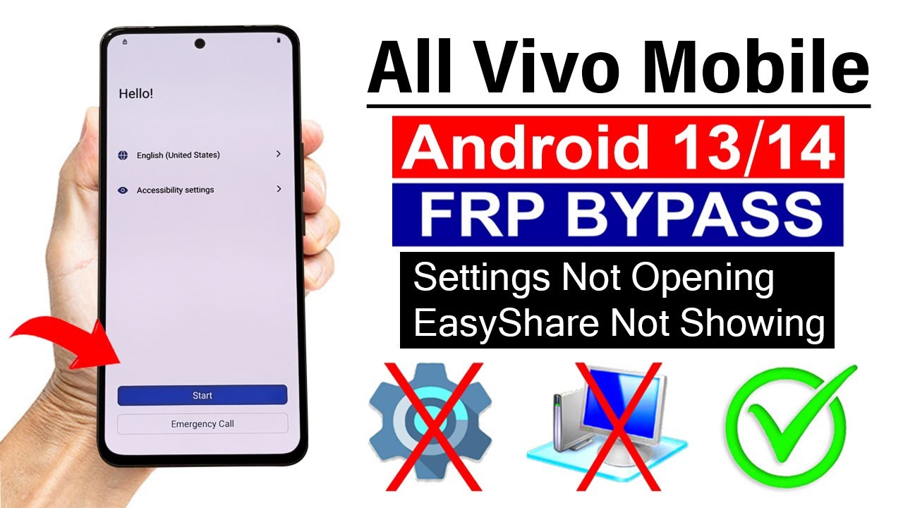 All Vivo ANDROID 13/14 : Google/ FRP Bypass - Settings Not Opening - (Without PC)