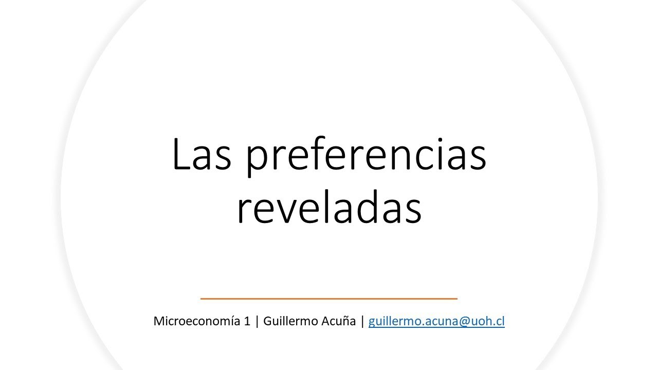 Microeconomía 1 - Clase 8 - Las preferencias reveladas