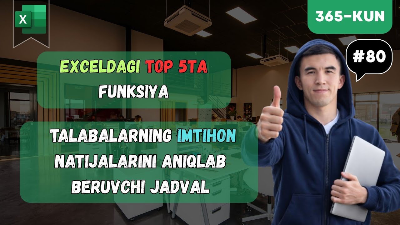 80 - dars | Excelda top 5ta funksiya haqida gaplashamiz ( sum, count, max...)