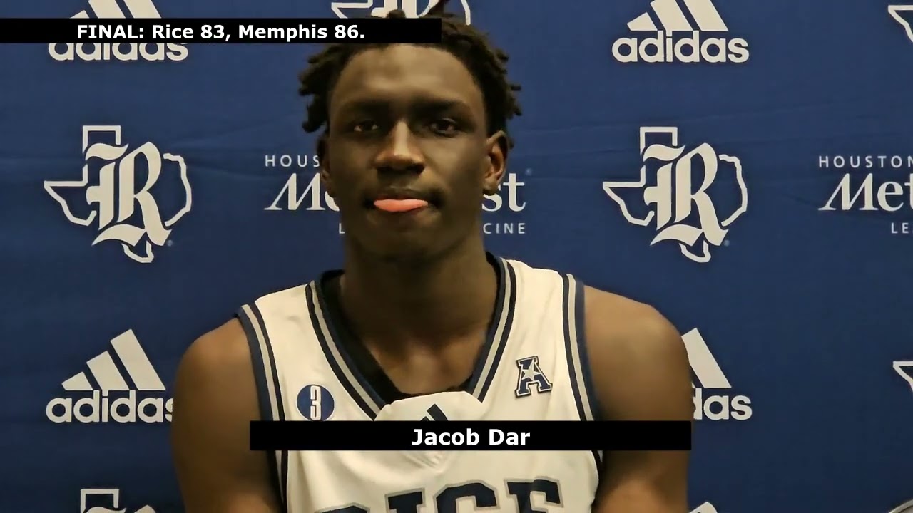 Jacob Dar and Trae Broadnax after Rice's 86-83 loss to Memphis