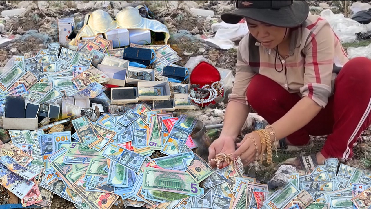 Amazing Lucky girl Found A lot Money $ and good thing at Trash Place - treasure found
