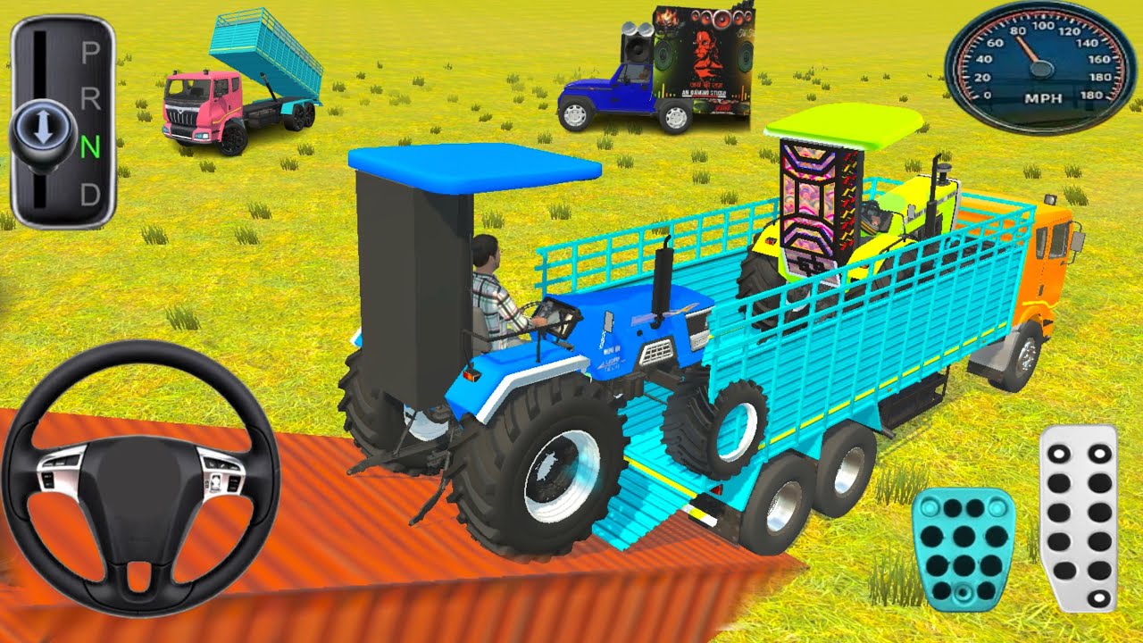 🛤️ Tractors Loaded Inside Big Truck | : Heavy Loading Challenge in game #25 #jcb #jcbtractor 