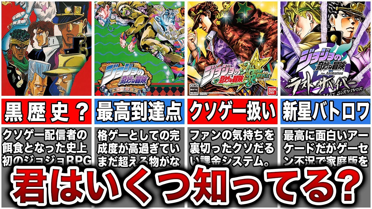 【永久保存版】ジョジョゲームの歴史を徹底解説ゥ！【ジョジョ】【ゆっくり】