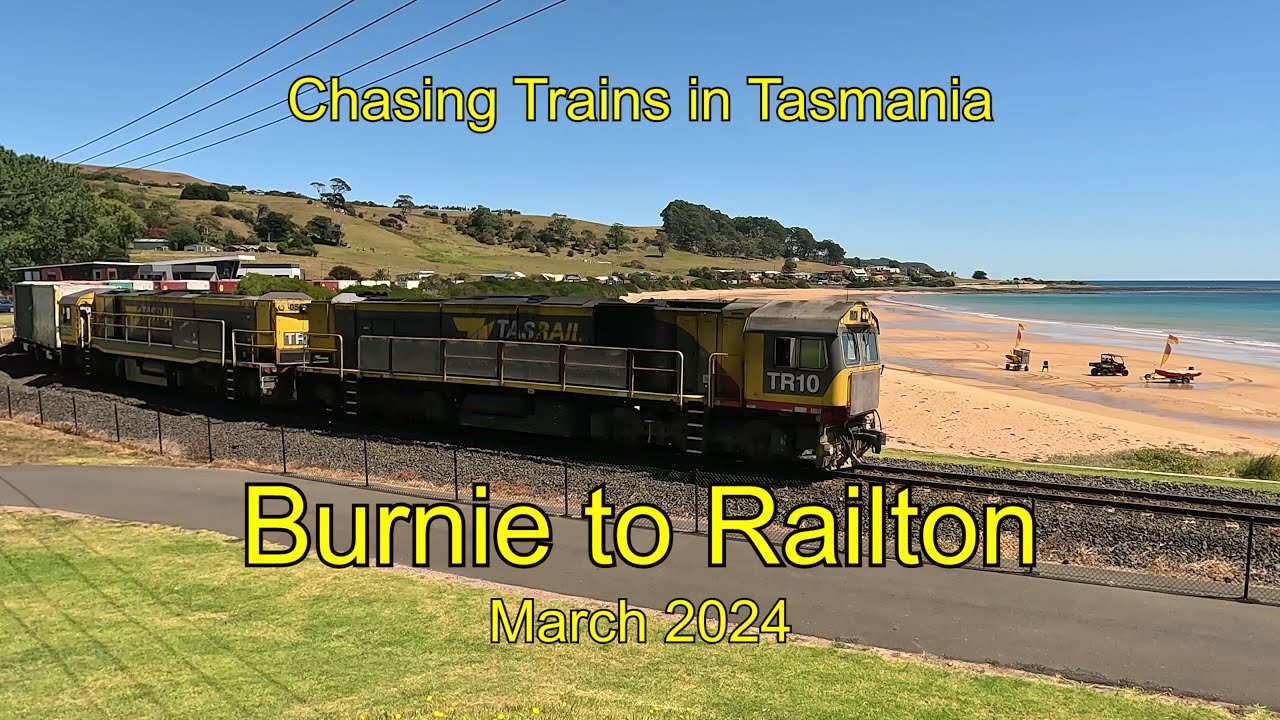 Chasing trains Burnie to Railton, Tasmania, Mar 2024