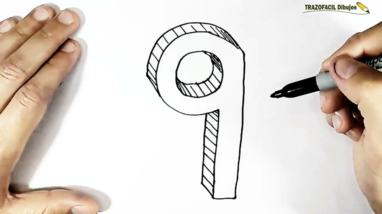 ✍️Dibuja el número 9 nueve Como dibujar  fácil paso a paso ✏️Dibujos para niños ✏️TRAZOFACIL .