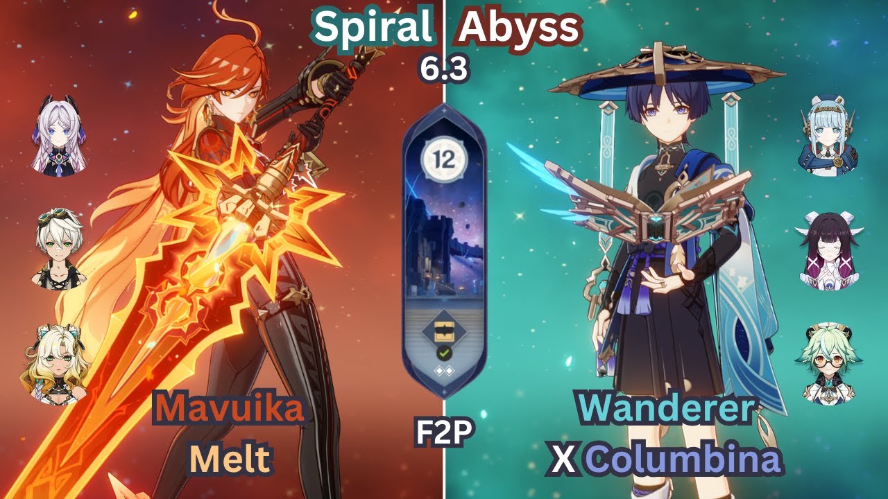 C0 Mavuika Melt & C0 Wanderer X Columbina | Spiral Abyss Luna IV (6.3) | F2P | Genshin Impact