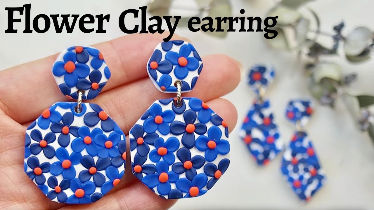 🌹【クレイ】春を先取り！小花いっぱいクレイピアス/Small Flower Pattern Earrings Made with Clay/DIY