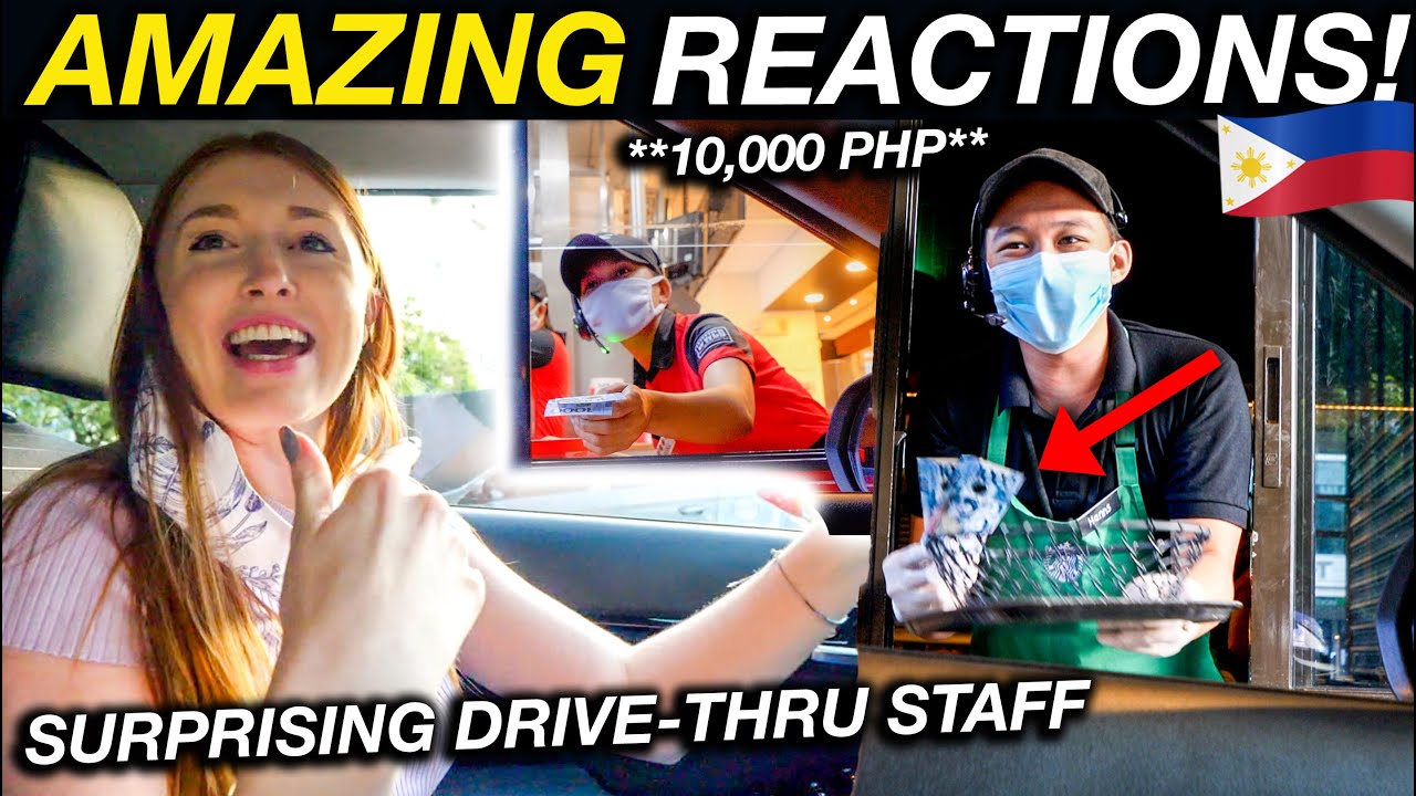 Surprising FILIPINO FAST FOOD WORKERS with 10,000 PESO TIP in Manila!