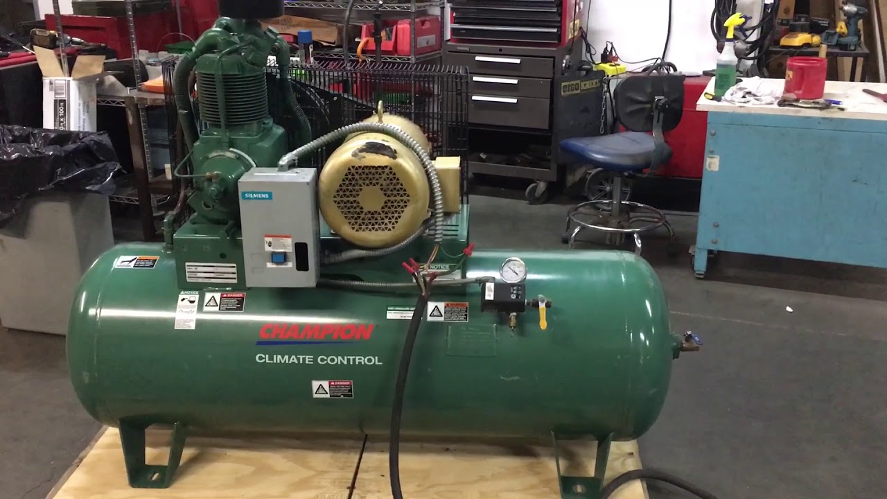 2012 Champion 7.5hp Shop Air Compressor with 80 Gallon Tank 230/480V Baldor Motor
