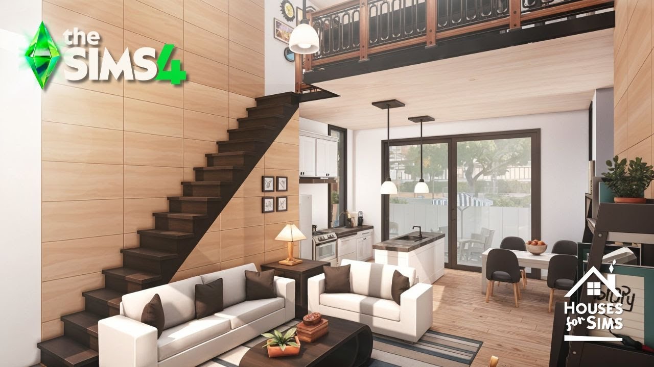 Building a STUNNING  BASE GAME  LOFT in THE SIMS 4 - ASMR Relaxing Speed Build
