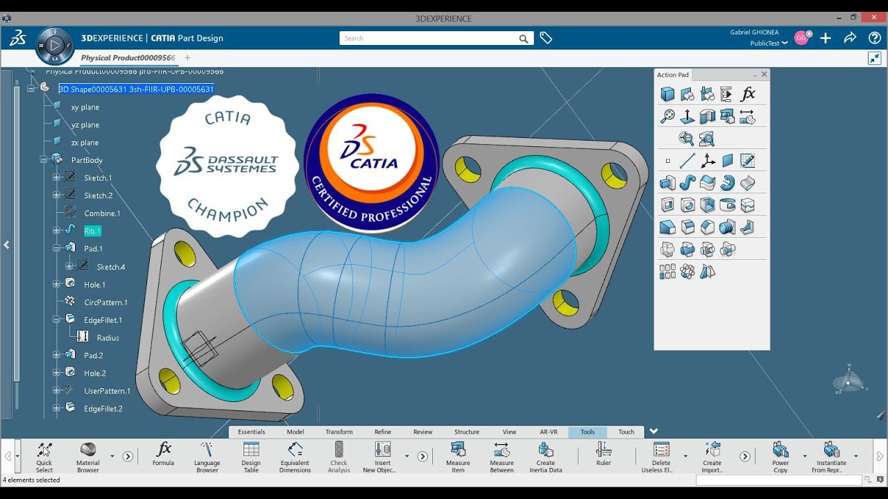 Use 3DExperience to create a mechanical part 6 Surface and Part Design