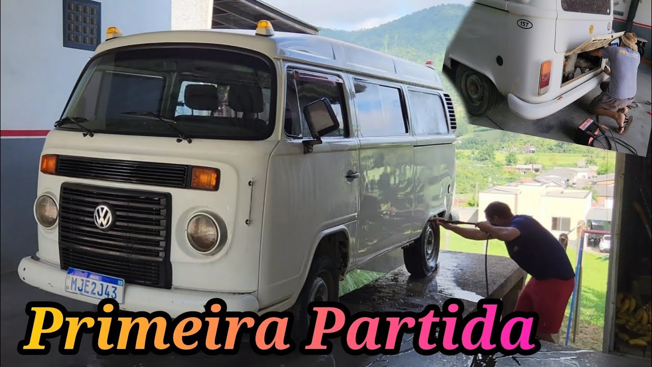 Primeira partida e lavação na VW kombi que compramos no leilão