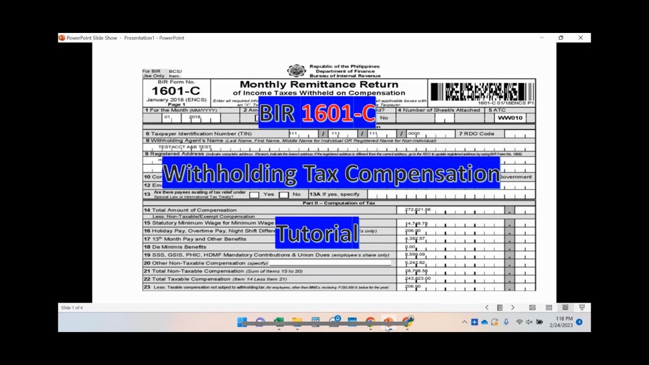 BIR FORM 1601C WITHHOLDING TAX COMPENSATION 2023 FILING eBIRforms