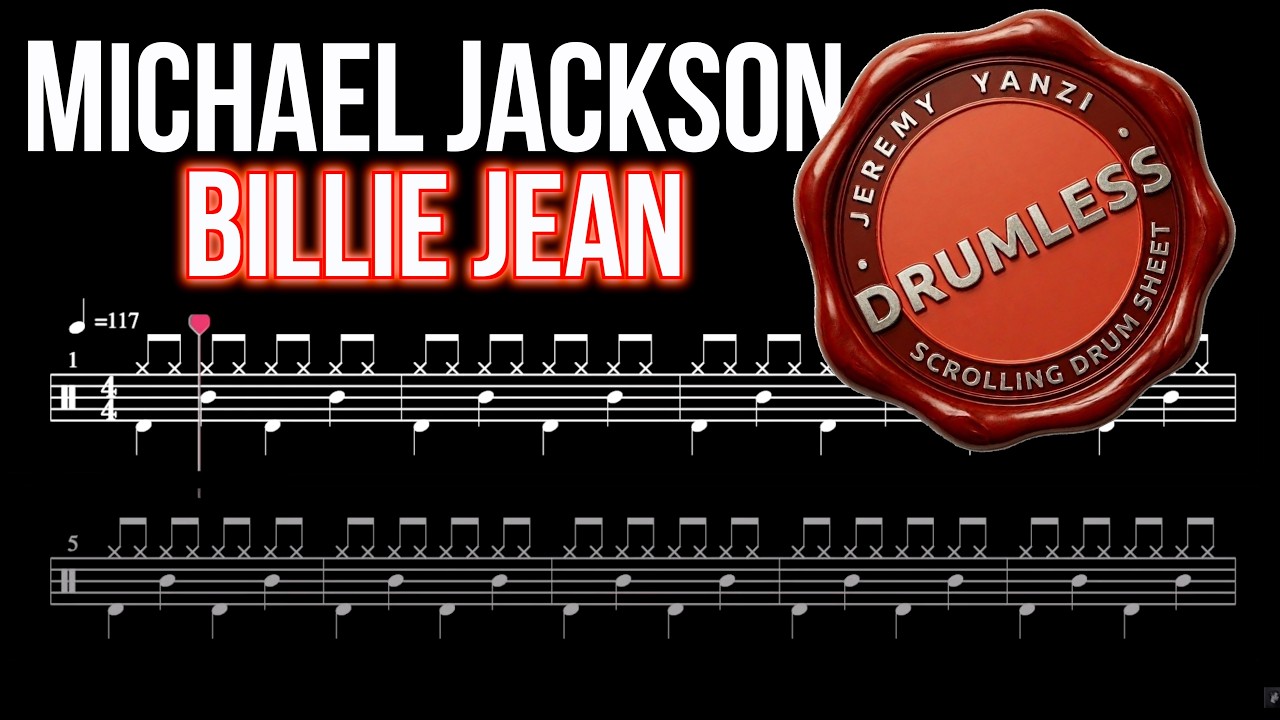Michael Jackson - Billie Jean - Drumless (with scrolling drum score)