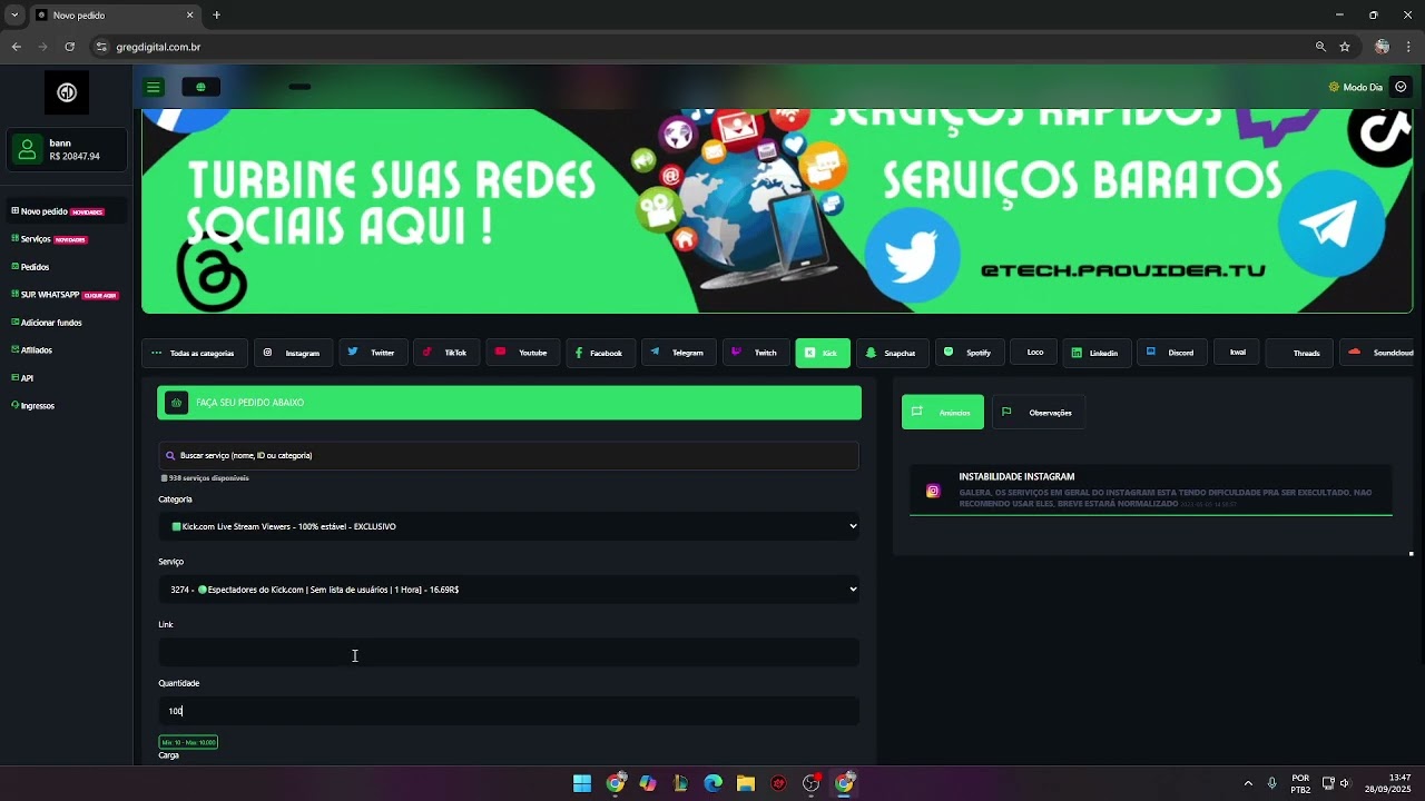 Kick - bot de views gerando receita - link nos comentários