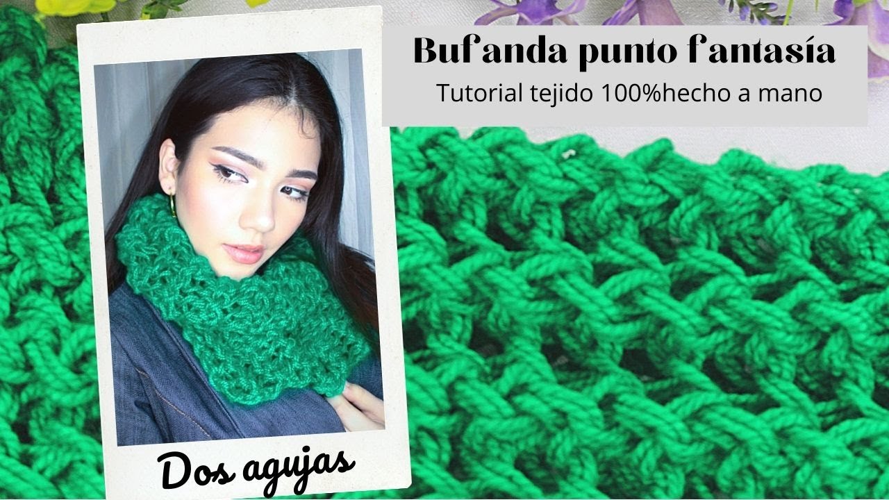 Como tejer Bufanda Cuello tejida a dos agujas en punto fantasía paso a paso  ✅😍❤