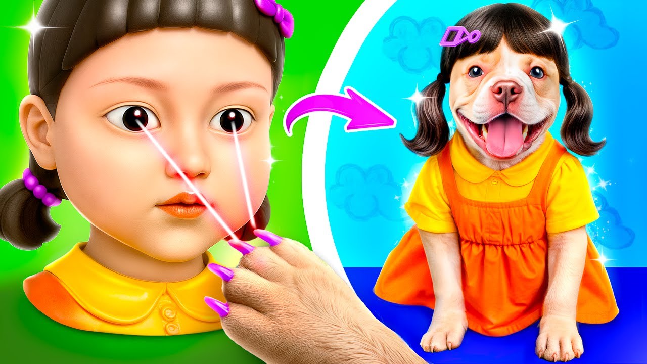 ¡Transformación de Nerd a Muñeca de Juego del Calamar! Muñeca de Juego del Calamar en la vida real