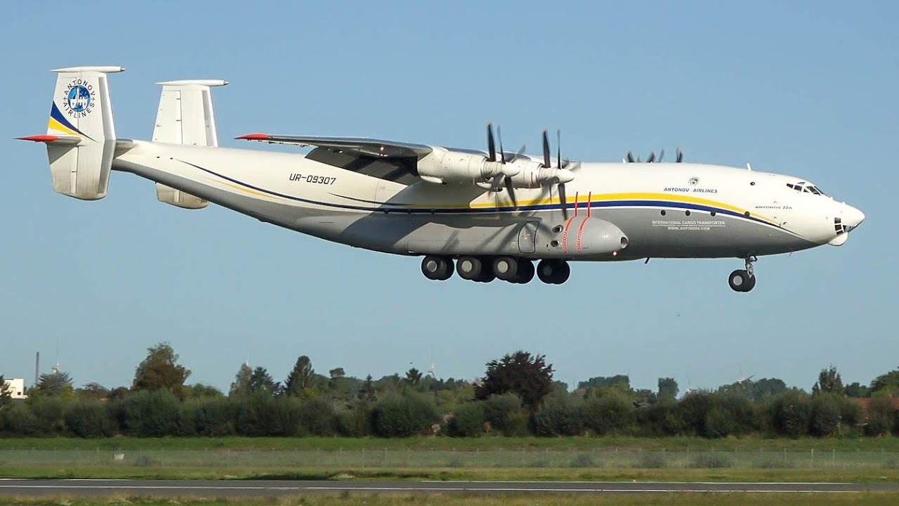 (4K) LOUD & HEAVY! Antonov AN-22 landing, taxi and take-off at Bremen airport
