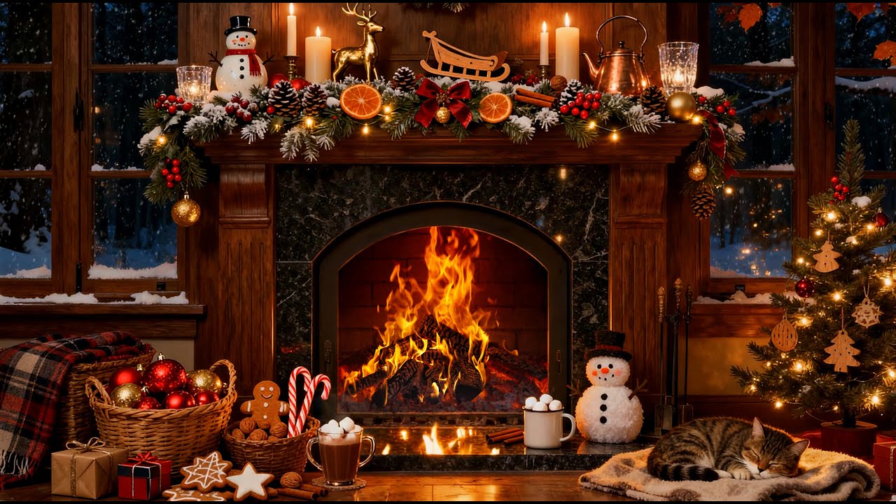 🎄 Magical Christmas Fireplace 🎅 Calm Crackling Fire Sounds for Deep Relaxation 🔥