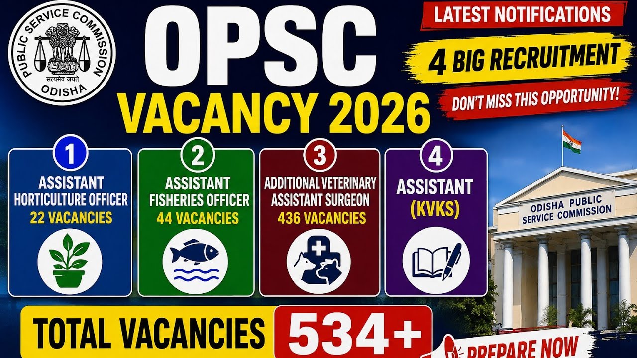OPSC & OUAT New Vacancy 2026 | 534+ Group B Posts | AHO, AFO, AVAS, KVKS | Full Details |@AgriGiants