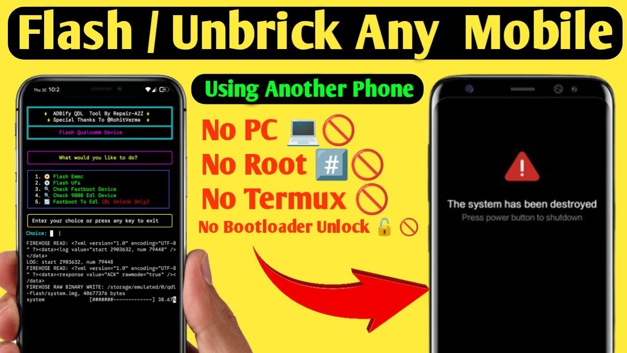 Flash Unbrick Any Mobile Without PC | Mobile Dead Recover Without PC | Termux Qdl error solution 