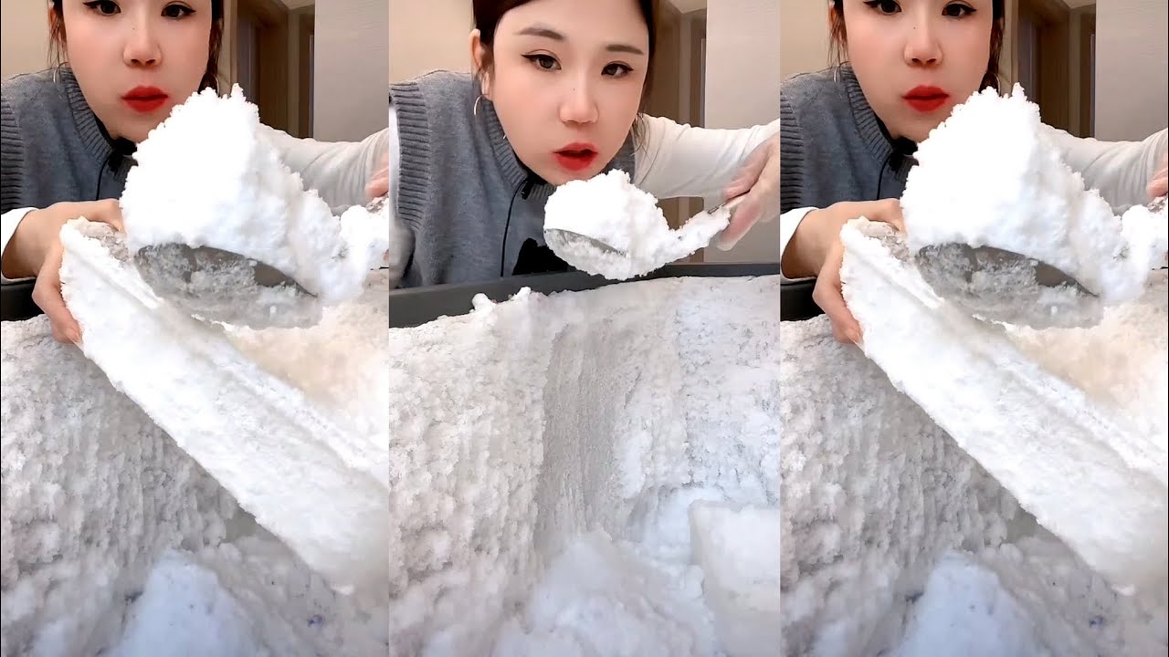 ASMR FREEZER FROST EATING / WHITE ICE EATING 