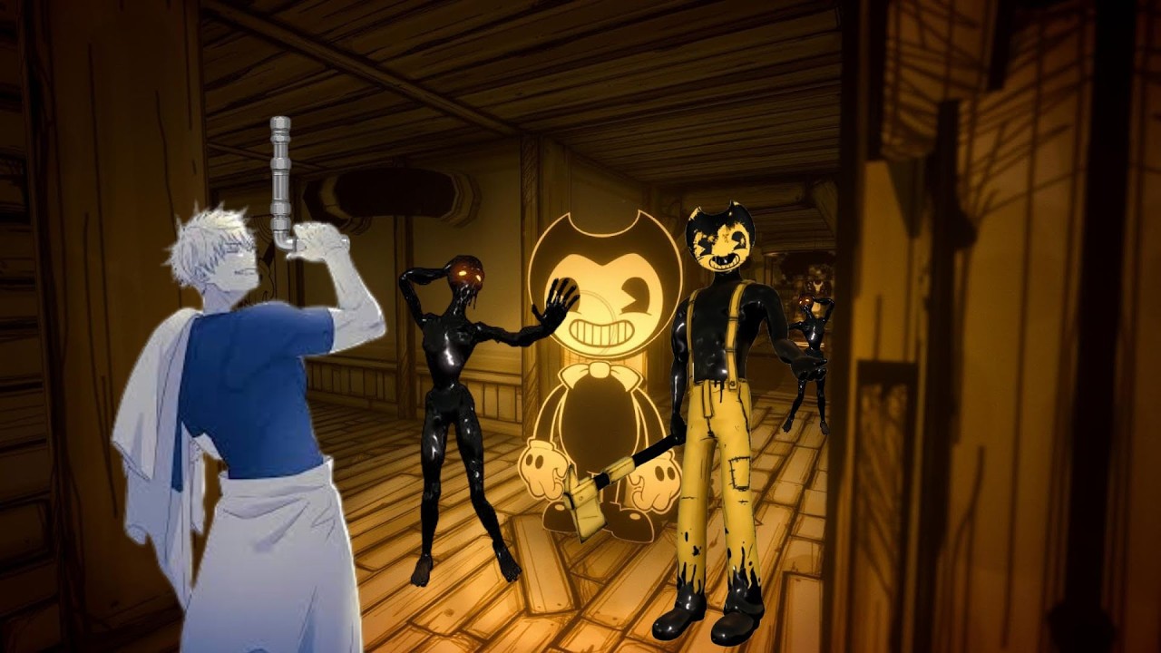 Um HOMEM, um CANO e dois amigos CONTRA um EXÉRCITO de PESSOAS DE TINTA | Bendy and the Ink Machine