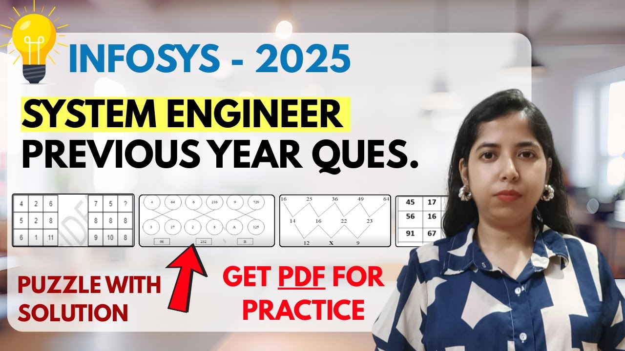 Infosys Exam Previous Year Questions & Solution | Puzzle Questions | System Engineer 2025